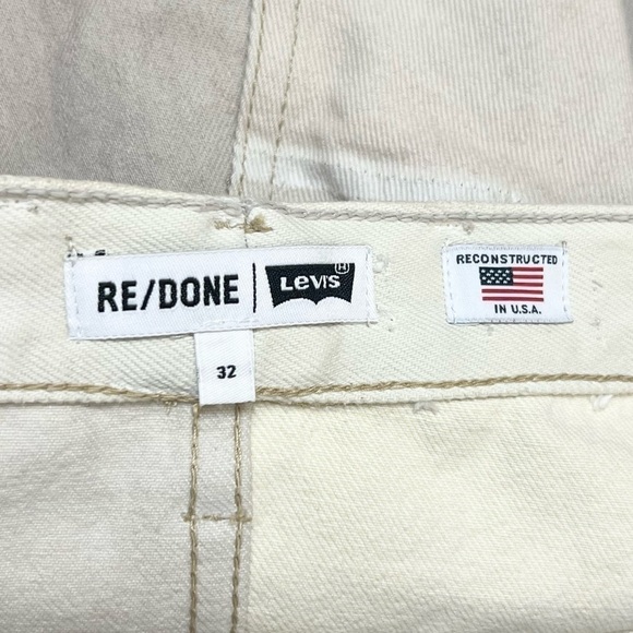 NWT RE/DONE X LEVIS High Rise Distress 70s Patch Denim Fray Cutoff Jean Short 32 - Picture 7 of 12
